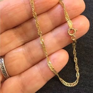 22k Yellow Gold Plated over 925 Solid Sterling Silver 7” Chain Bracelet
